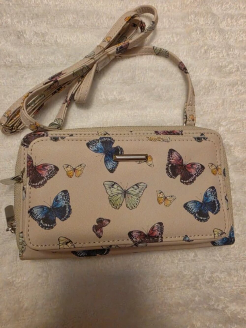 Crossbody Wallet Bag - Beige / Multicolored